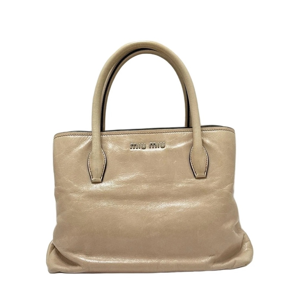 Miu Miu Tan Structured Leather Tote